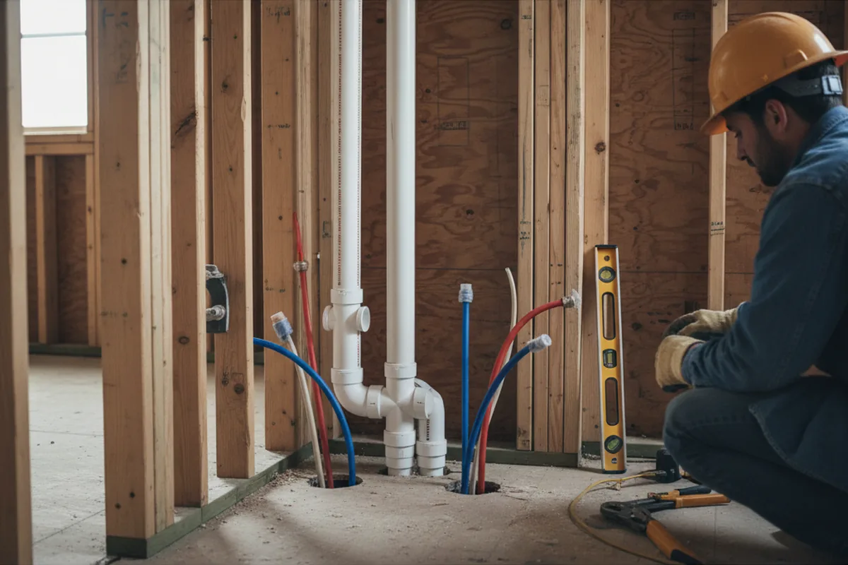 Drain and supply rough-in during Leak Detection in Woodburn